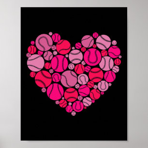 Alla hjärtans dag Heart Kärlek Baseball Manar Wome Poster