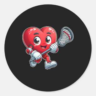 Alla hjärtans dag Heart Lacrosse Team Player Iport Runt Klistermärke