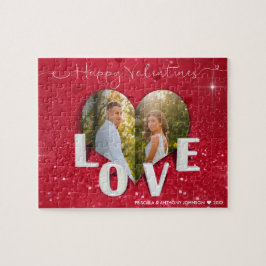 Alla hjärtans dag Heart Photo Red Glitter - Pussel