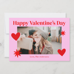 Alla hjärtans dag Heart Rosa Photo Card Tack Kort