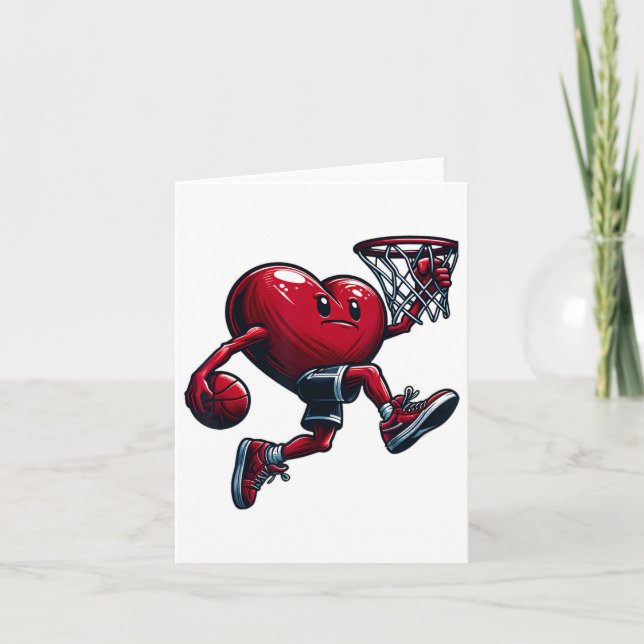 Alla hjärtans dag Heart Slam Dunk Sketll Lagspelar Kort (Framsida)