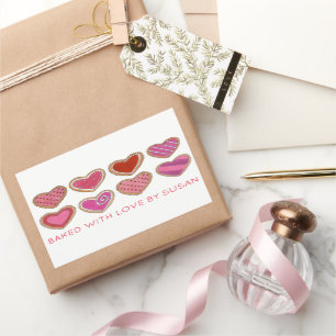 Alla hjärtans dag Heart Sugar Cookies bakade av Rektangulärt Klistermärke