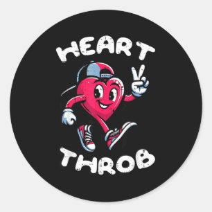 Alla hjärtans dag Heart Throb Fred Retro Groovy Po Runt Klistermärke