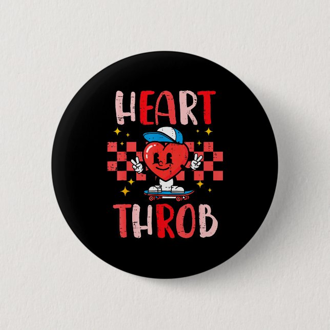 Alla hjärtans dag Heart Throb Skateboard Söt Småba Knapp (Framsida)