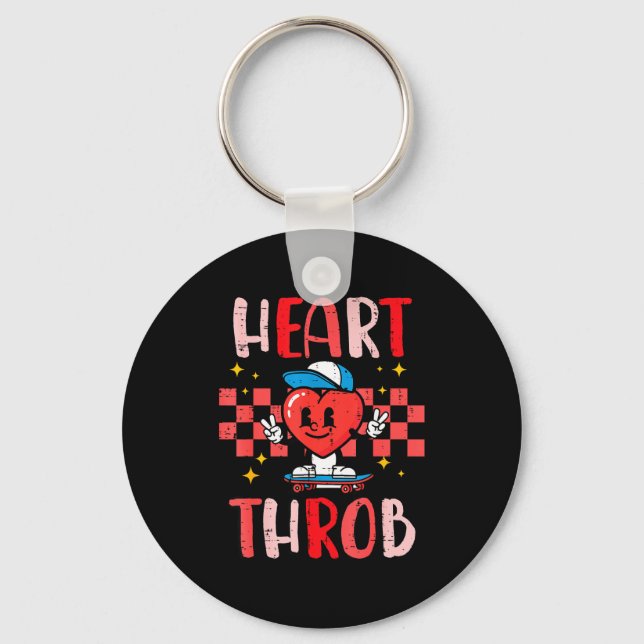 Alla hjärtans dag Heart Throb Skateboard Söt Småba Nyckelring (Framsida)