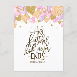 Alla hjärtans dag Hearts and Flowers Bible Verse Vykort
