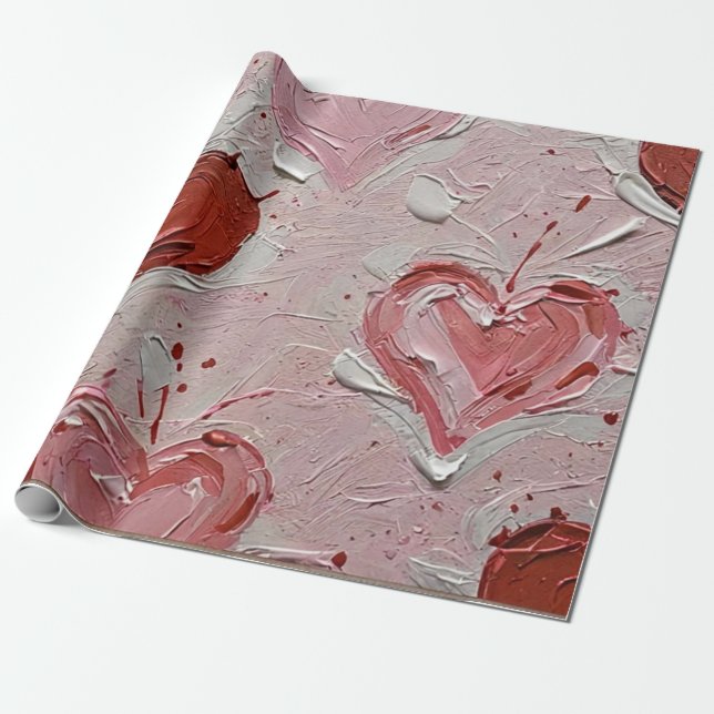 Alla hjärtans dag Hearts Art Print Wrapping Papper Presentpapper (Utrullad)