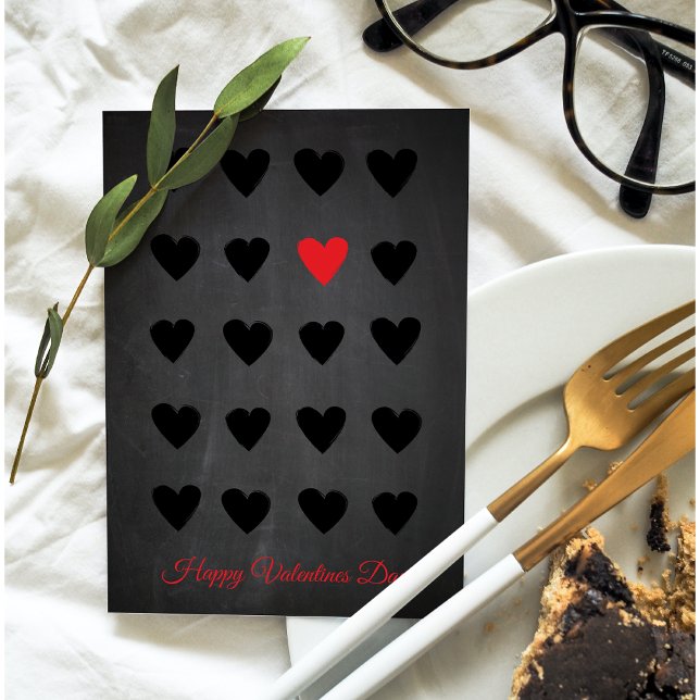 Alla hjärtans dag Hearts Black and Red Gift Julkort (Skapare uppladdad)