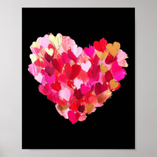 Alla hjärtans dag Hearts Brushstroke Oljemålning H Poster