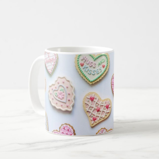 Alla hjärtans dag Hearts Cookies Kaffemugg (Framsida vänster)