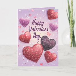 Alla hjärtans dag Hearts Glitter Lila-kort Kort