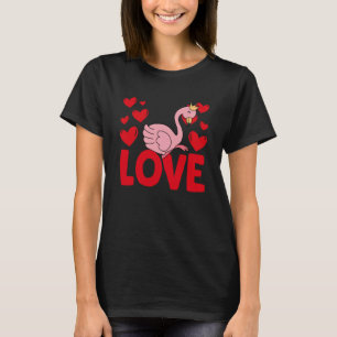 Alla hjärtans dag Hearts Kärlek Flamingo Animal Wo T Shirt