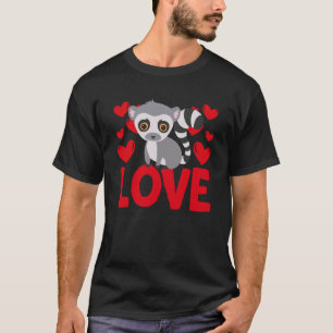 Alla hjärtans dag Hearts Kärlek Lemur Animal Women T Shirt