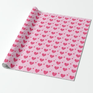 Alla hjärtans dag Hearts och Stars Mönster Presentpapper