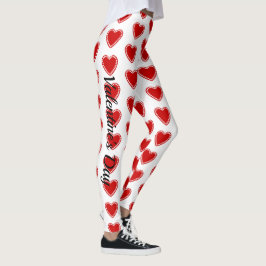 Alla hjärtans dag Hearts White Leggings Yoga Byxor