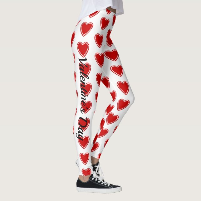 Alla hjärtans dag Hearts White Leggings Yoga Byxor (Höger)