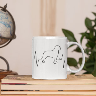 Alla hjärtans dag Heartslag Line Art Rottweilers H Kaffemugg