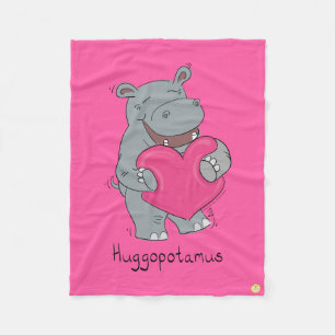 Alla hjärtans dag Hippo Cute Kids Fleecefilt