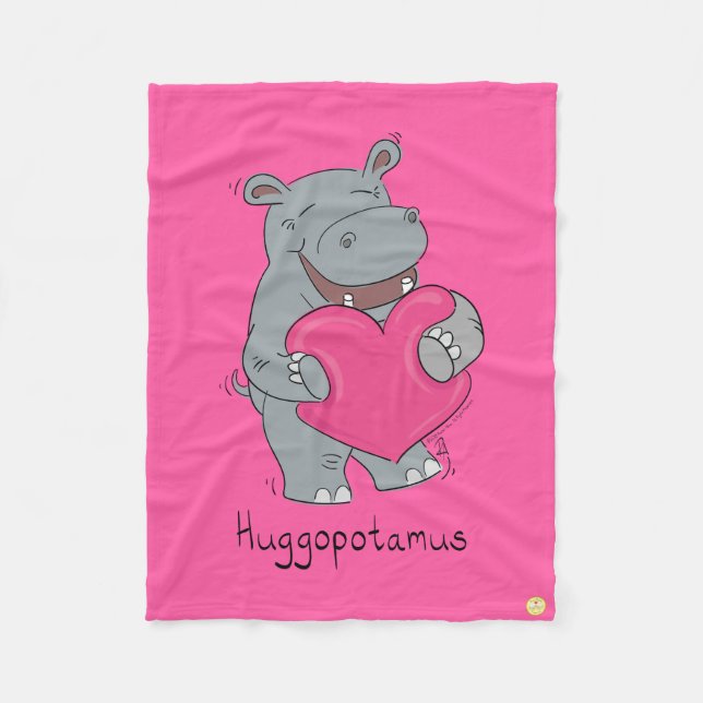 Alla hjärtans dag Hippo Cute Kids Fleecefilt (Framsidan)