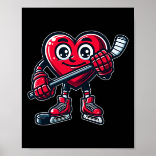 Alla hjärtans dag Hjärt Is Hockey Spelare Sport Poster