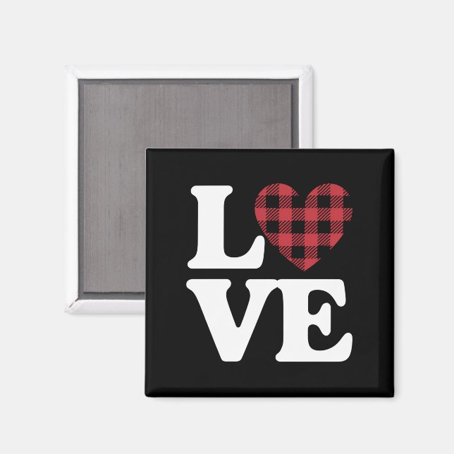 Alla hjärtans dag Hjärt Rutig Kärlek  Magnet (Front/Back)