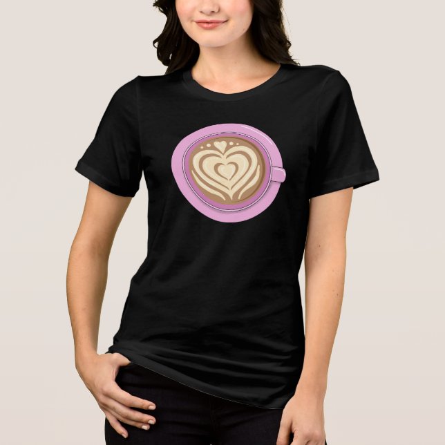 Alla hjärtans dag hjärta latte t shirt (Framsida)