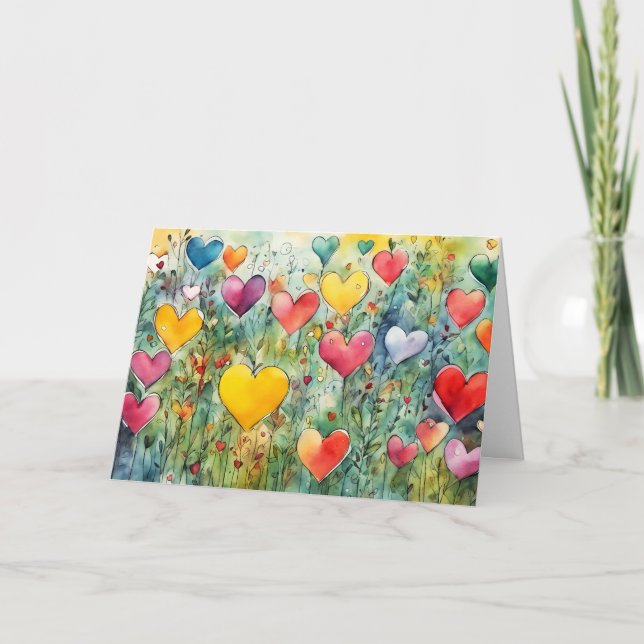 Alla hjärtans dag hjärtan  helgkort (Framsida)