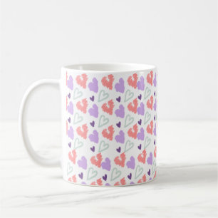 Alla hjärtans dag Hjärtan Lila Handritat Mönster Kaffemugg