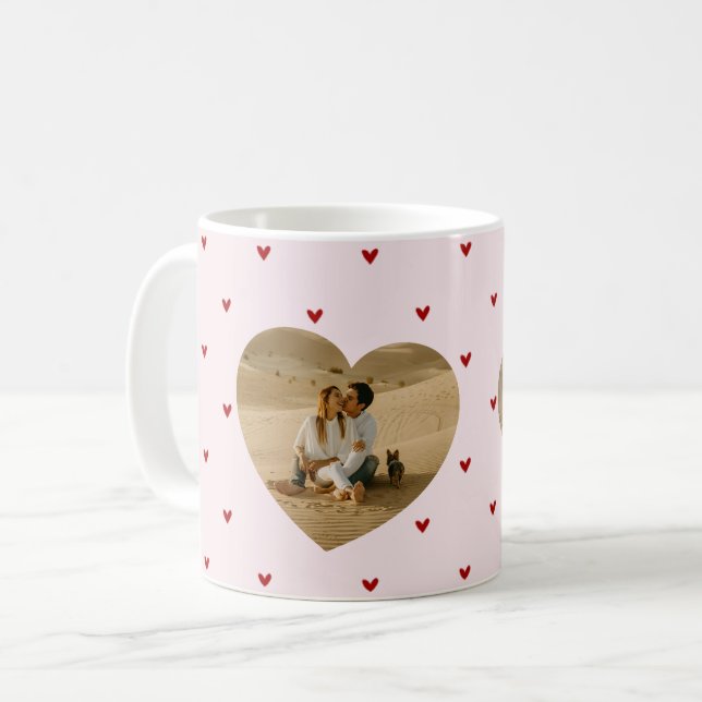 Alla hjärtans dag Hjärtan Röda Rosa Foto Kaffemugg (Framsida vänster)