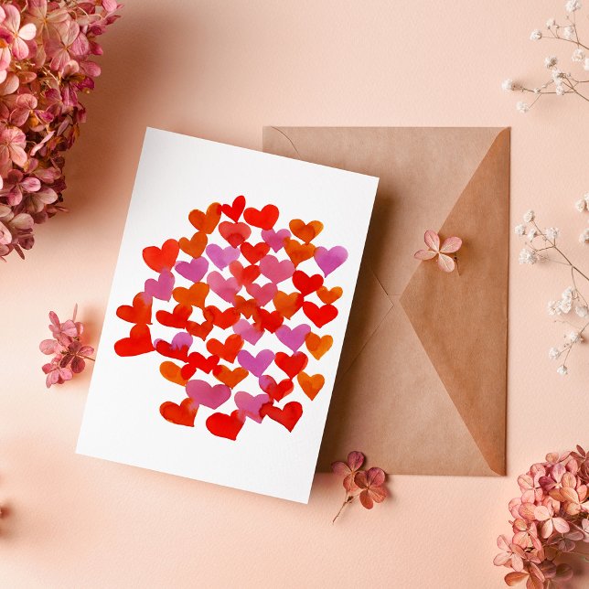 Alla hjärtans dag-hjärtan - rosa och orange kort (Skapare uppladdad)