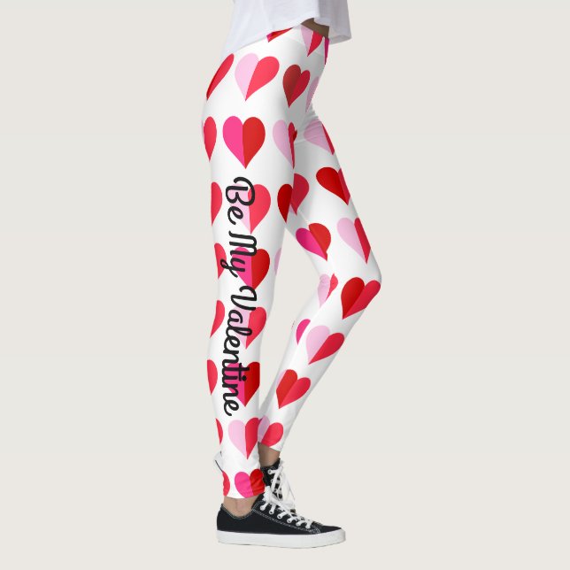 Alla hjärtans dag Hjärtar över Rosa Cute Leggings (Höger)