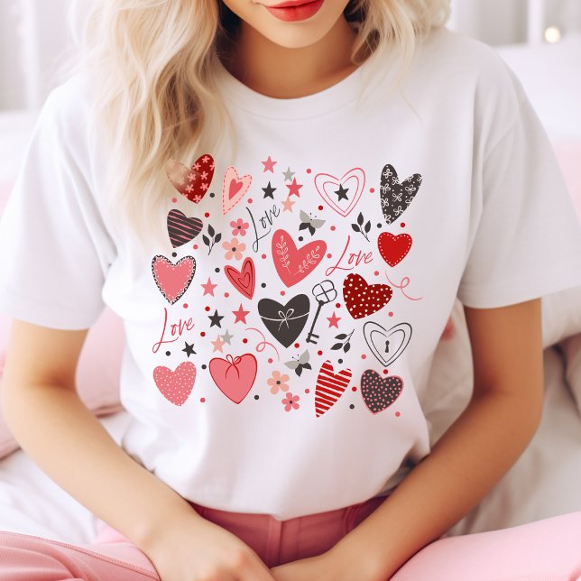 Alla hjärtans dag Hjärter och Kärlek Cute och Snyg T Shirt (Valentine's Day Hearts And Love Cute And Stylish T-Shirt)