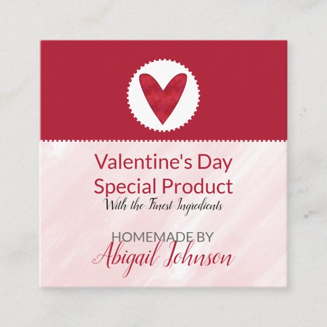 Alla hjärtans dag Hjärtformade hemmagjorda handgjo Fyrkantigt Visitkort (Framsida)