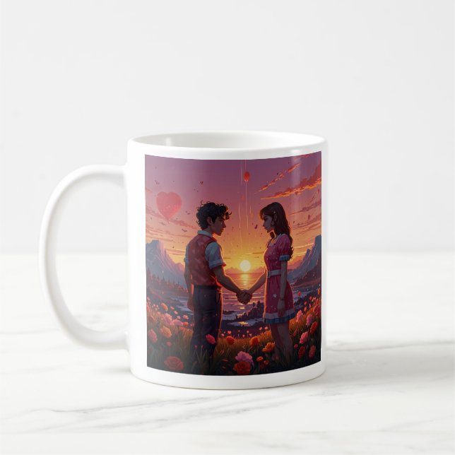 Alla hjärtans dag horisont kärlek kaffemugg (Vänster)