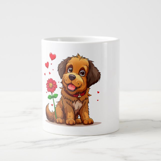 🐶 Alla hjärtans dag Hund Kärlek Design Mysig Kaff Jumbo Mugg (Framsidan)