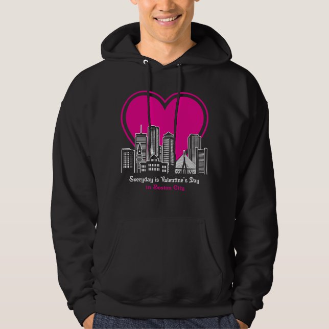 Alla hjärtans dag i Boston City Hoodie (Framsida)