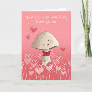 Alla hjärtans dag i Cute Mushroom Character Helgkort