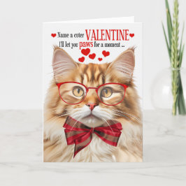 Alla hjärtans dag i Fluffy Orange Tabby katt Humor Helgkort