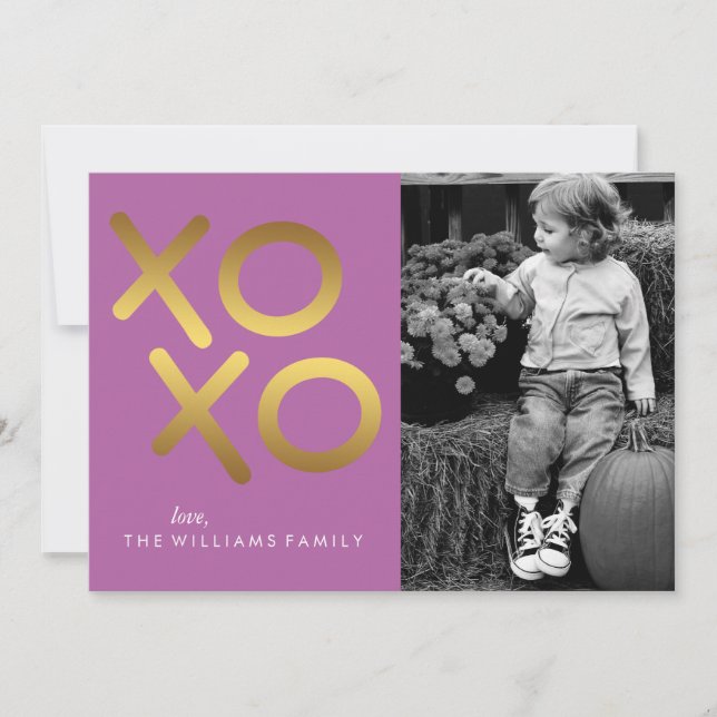 Alla hjärtans dag i Guld XOXO Julkort (Framsida)