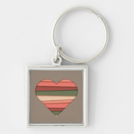 Alla hjärtans dag i Kärlek Fyrkantig Silverfärgad Nyckelring