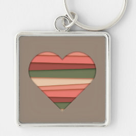 Alla hjärtans dag i Kärlek Fyrkantig Silverfärgad Nyckelring