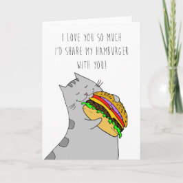Alla hjärtans dag i Kärlek: Kattunge och en burger Helgkort