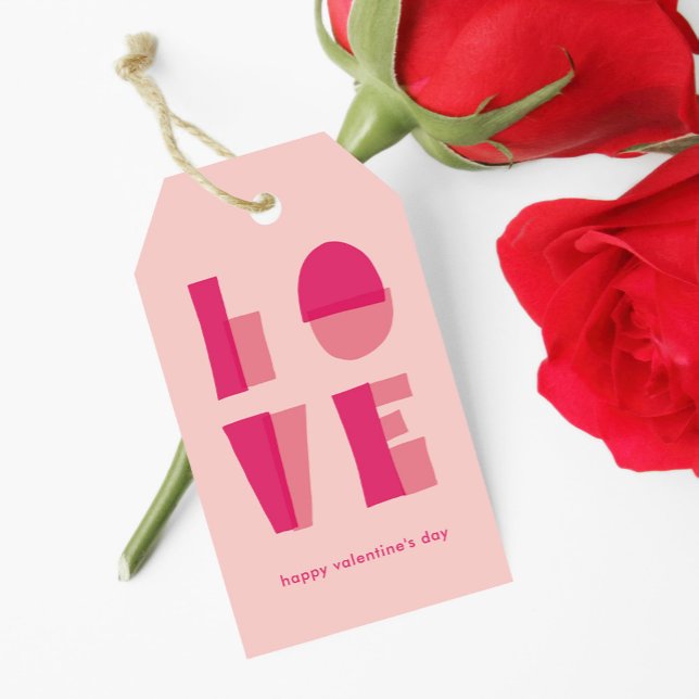 Alla hjärtans dag i Kärlek Presentetikett (modern LOVE typography large letters Valentine's Day gift tag)