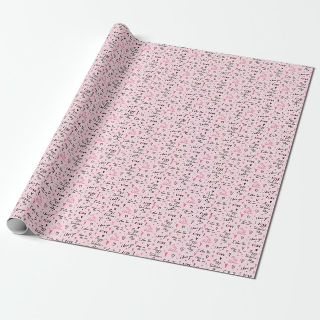 Alla hjärtans dag: "I Kärlek You"-bakgrunden. Presentpapper (Utrullad)