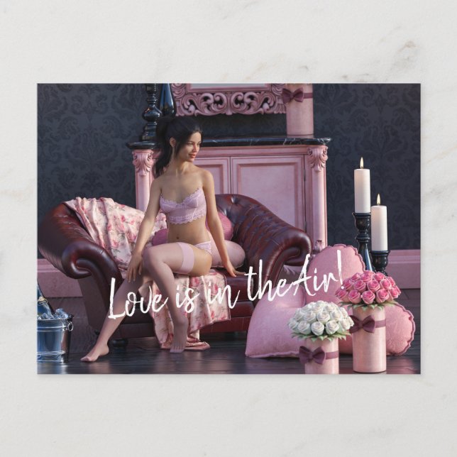 Alla hjärtans dag i Lingerie på soffan Vykort (Framsida)