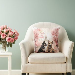 Alla hjärtans dag i Paris - ett par hundar - Kudde