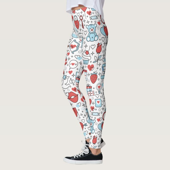 Alla hjärtans dag Ikoner-balar Leggings (Vänster)