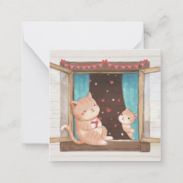 Alla hjärtans dag: Illustration av katter & hjärta Anteckningskort