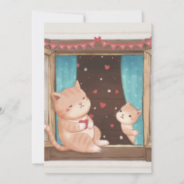 Alla hjärtans dag: Illustration av katter och örte Inbjudningar