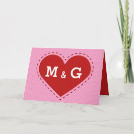 Alla hjärtans dag Initialer/text med högtflygande  Helgkort